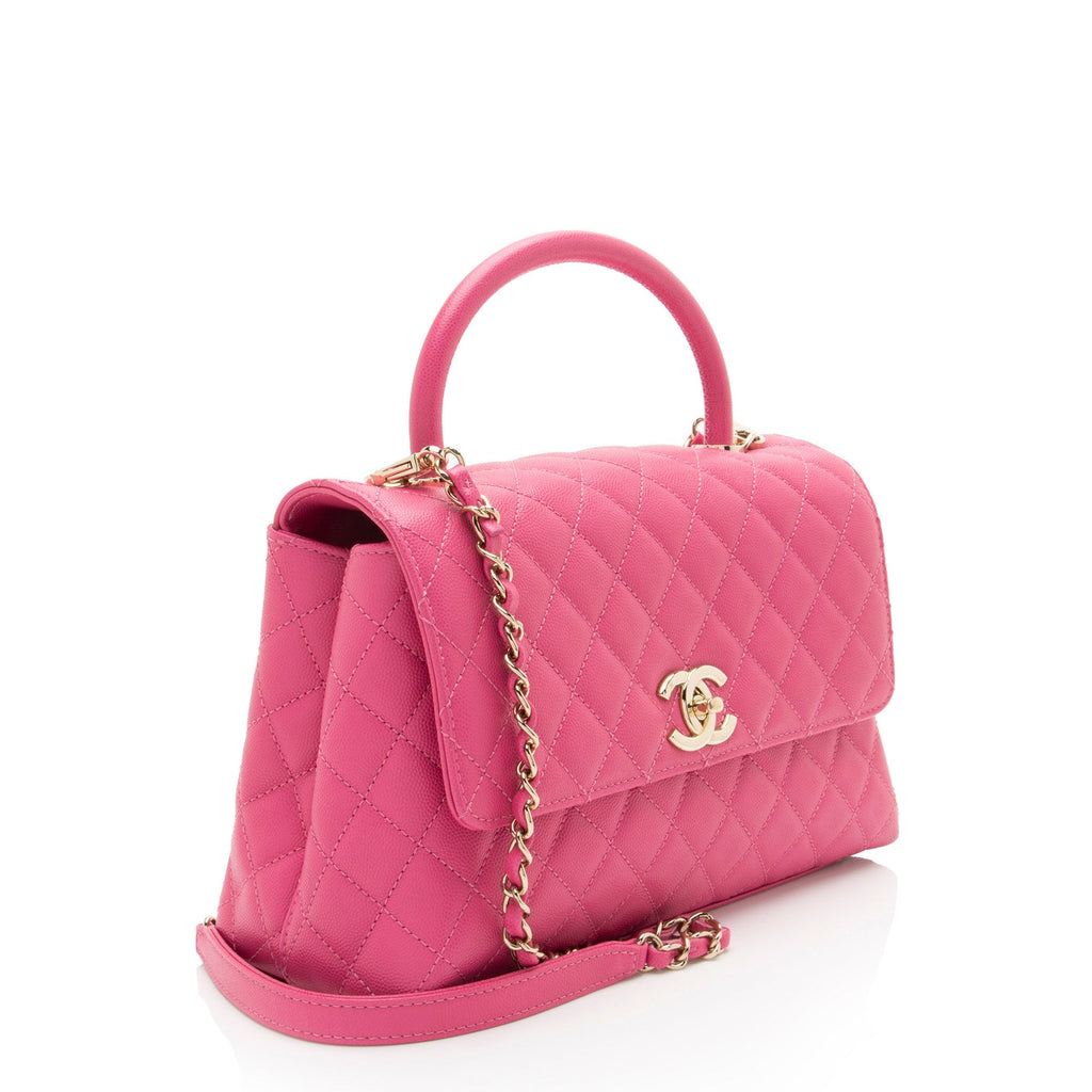 Chanel Caviar Leather Coco Top Handle Small Flap Bag