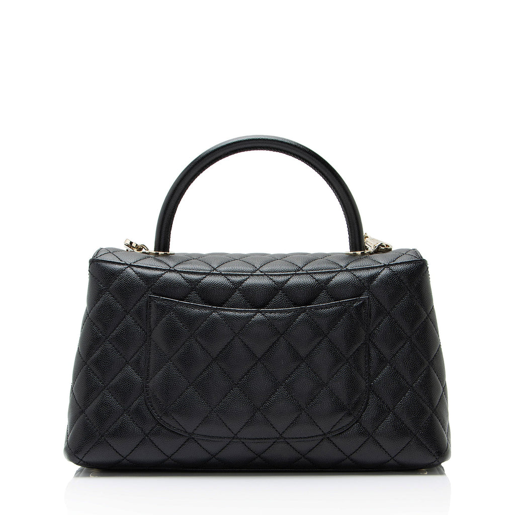 Chanel Caviar Leather Coco Top Handle Small Flap Bag