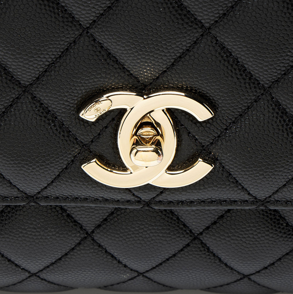 Chanel Caviar Leather Coco Top Handle Small Flap Bag