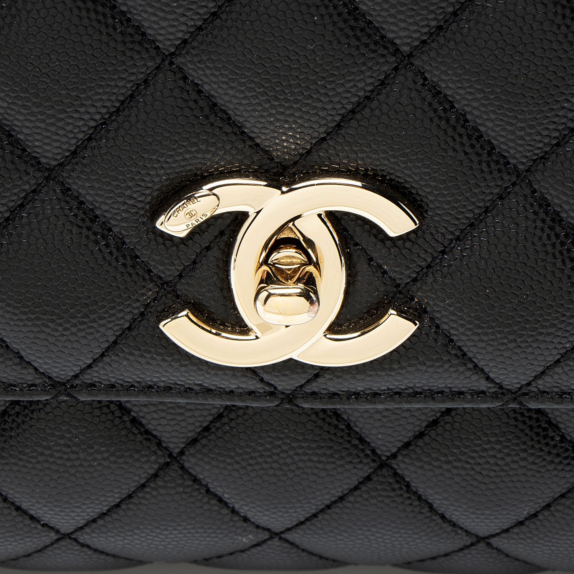 Chanel Caviar Leather Coco Top Handle Small Flap Bag
