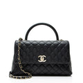 Chanel Caviar Leather Coco Top Handle Small Flap Bag