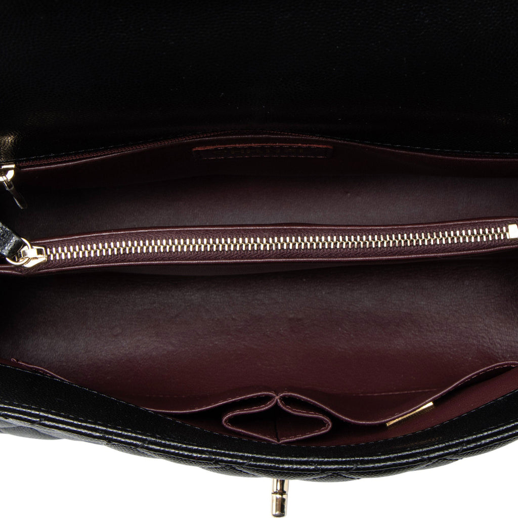 Chanel Caviar Leather Coco Top Handle Small Flap Bag