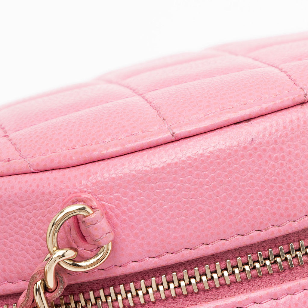 Chanel Caviar Leather Crystal CC Round Clutch with Chain (SHF-FU2AgY)