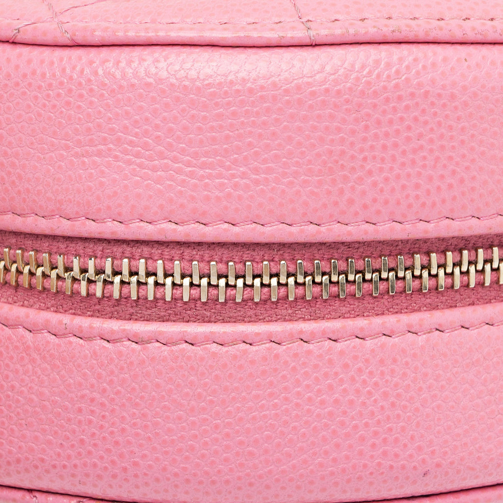 Chanel Caviar Leather Crystal CC Round Clutch with Chain (SHF-FU2AgY)