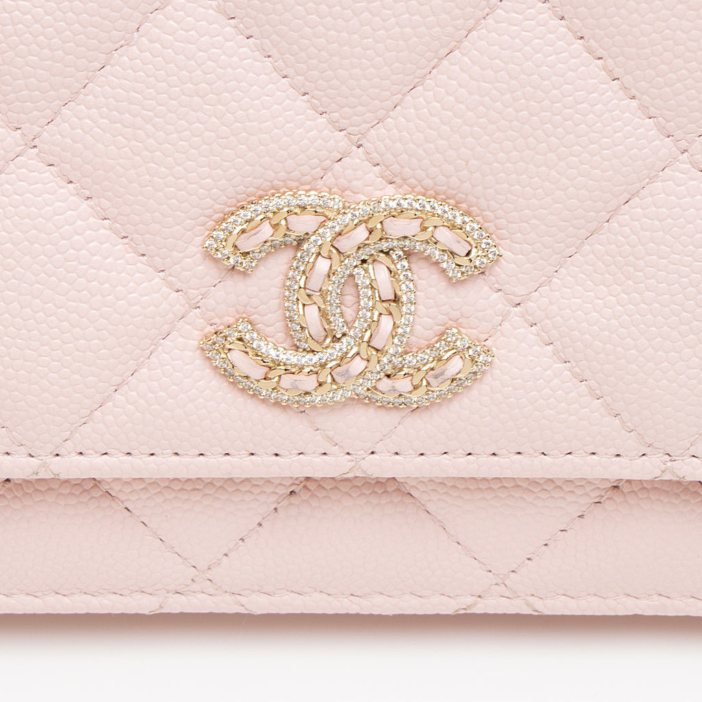 Chanel Caviar Leather Crystal CC Wallet on Chain