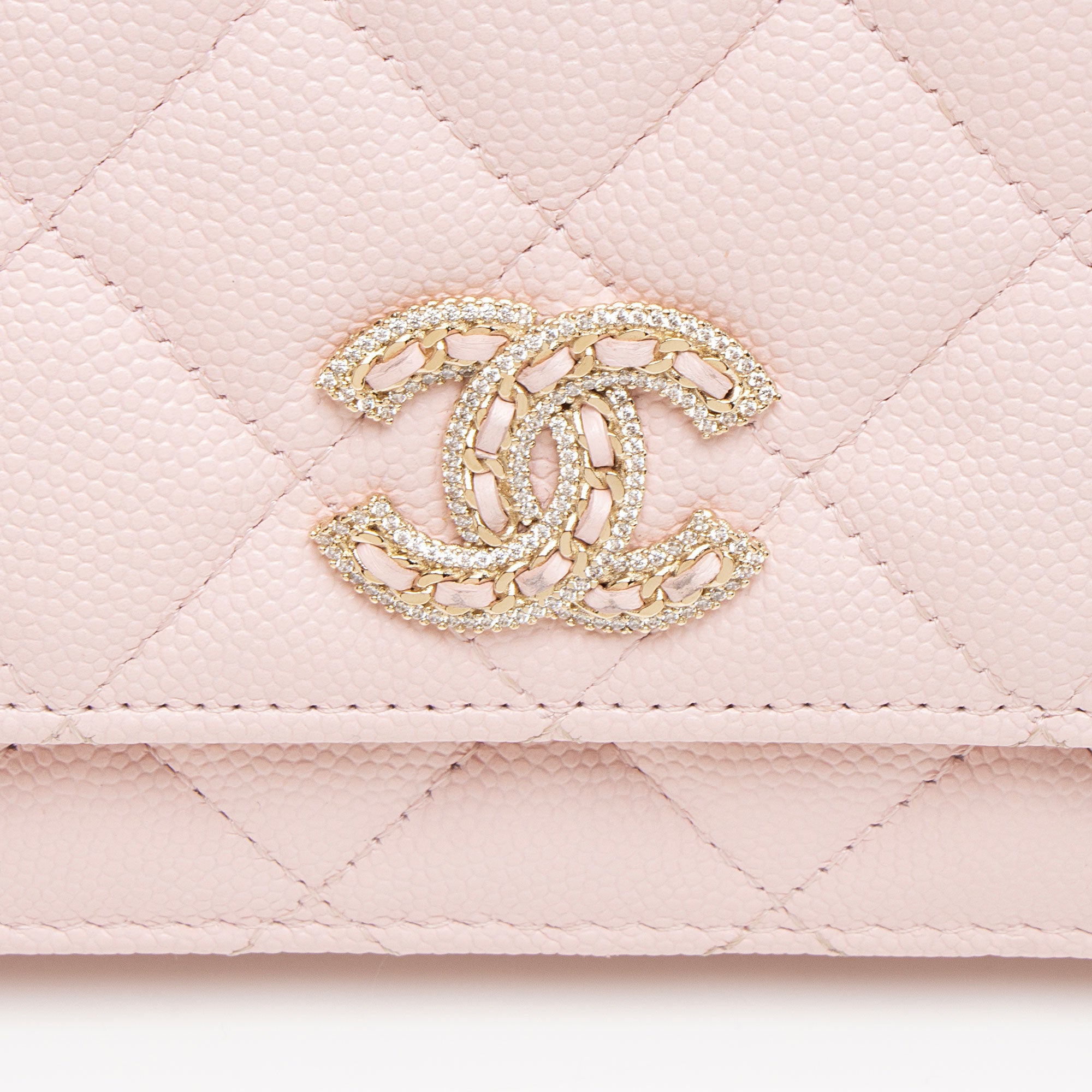 Chanel Caviar Leather Crystal CC Wallet on Chain