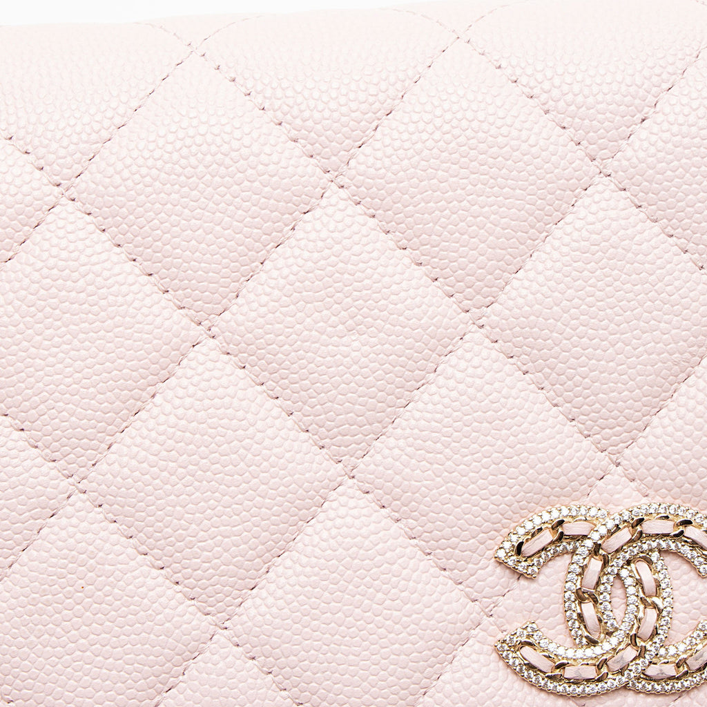 Chanel Caviar Leather Crystal CC Wallet on Chain