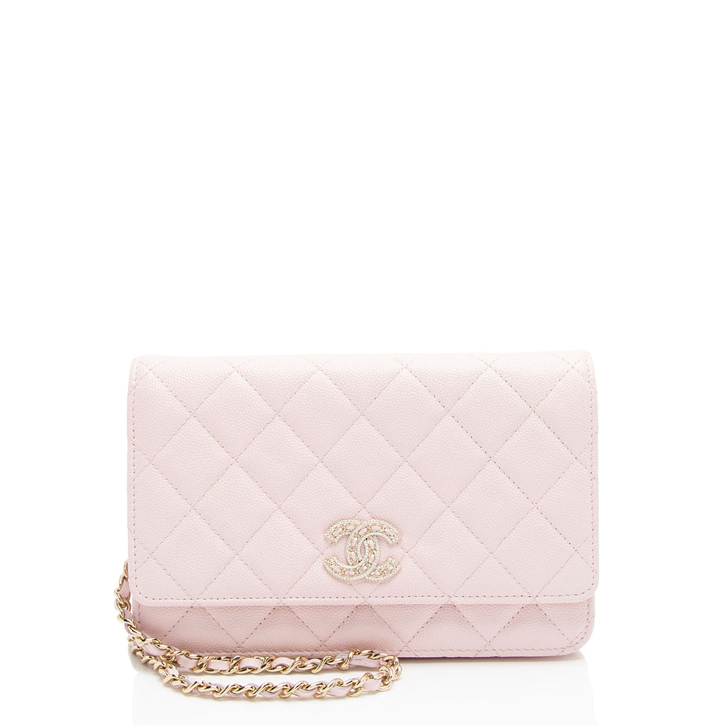 Chanel Caviar Leather Crystal CC Wallet on Chain