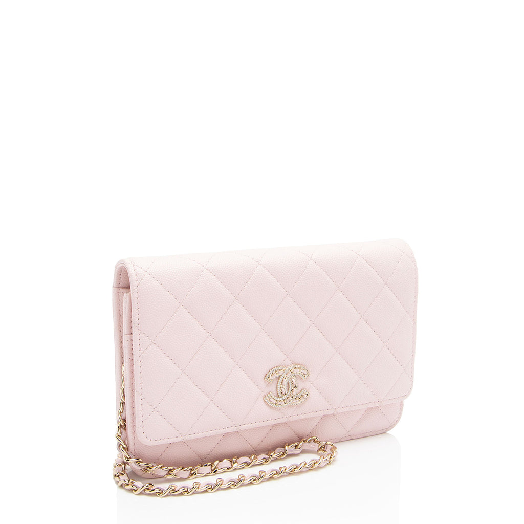 Chanel Caviar Leather Crystal CC Wallet on Chain
