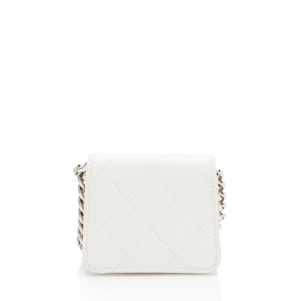 Chanel Caviar Leather Enamel Coco Clutch on Chain