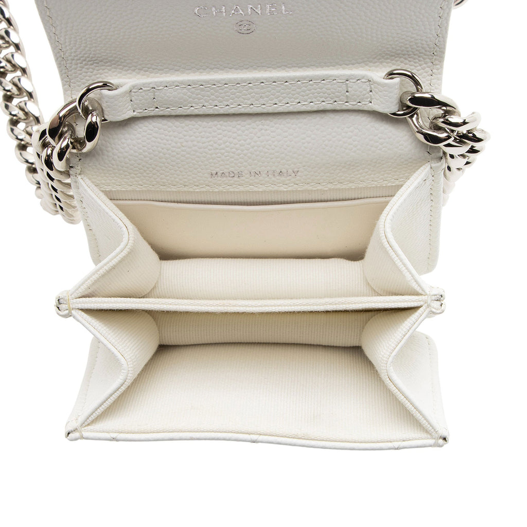 Chanel Caviar Leather Enamel Coco Clutch on Chain
