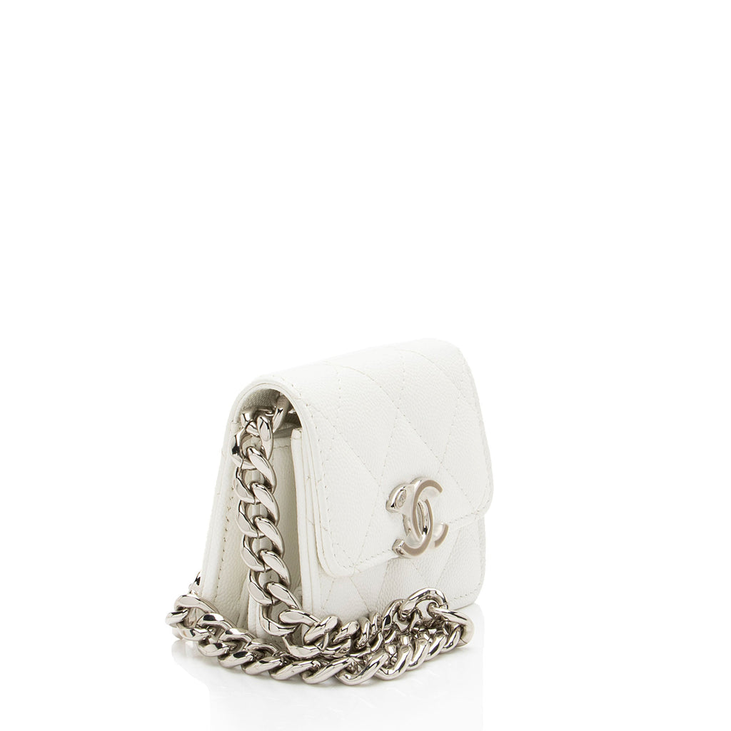 Chanel Caviar Leather Enamel Coco Clutch on Chain