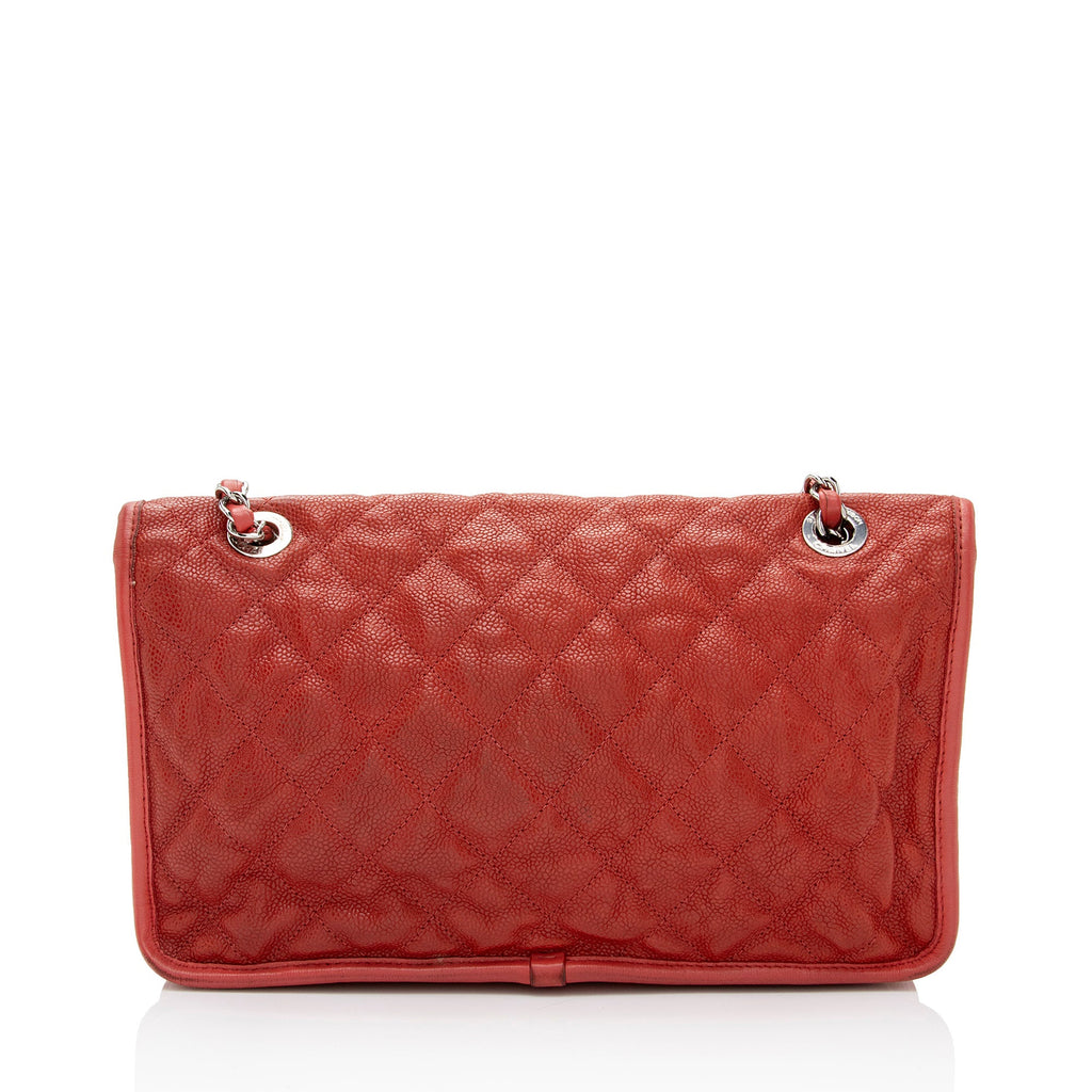 Chanel Caviar Leather French Riviera Medium Flap Bag (SHF-TWwhBI)