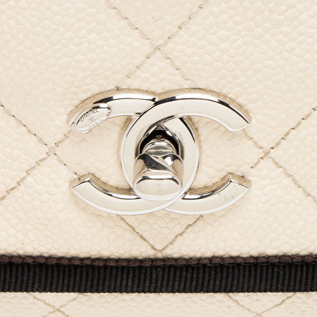 Chanel Caviar Leather Grosgrain CC Top Handle