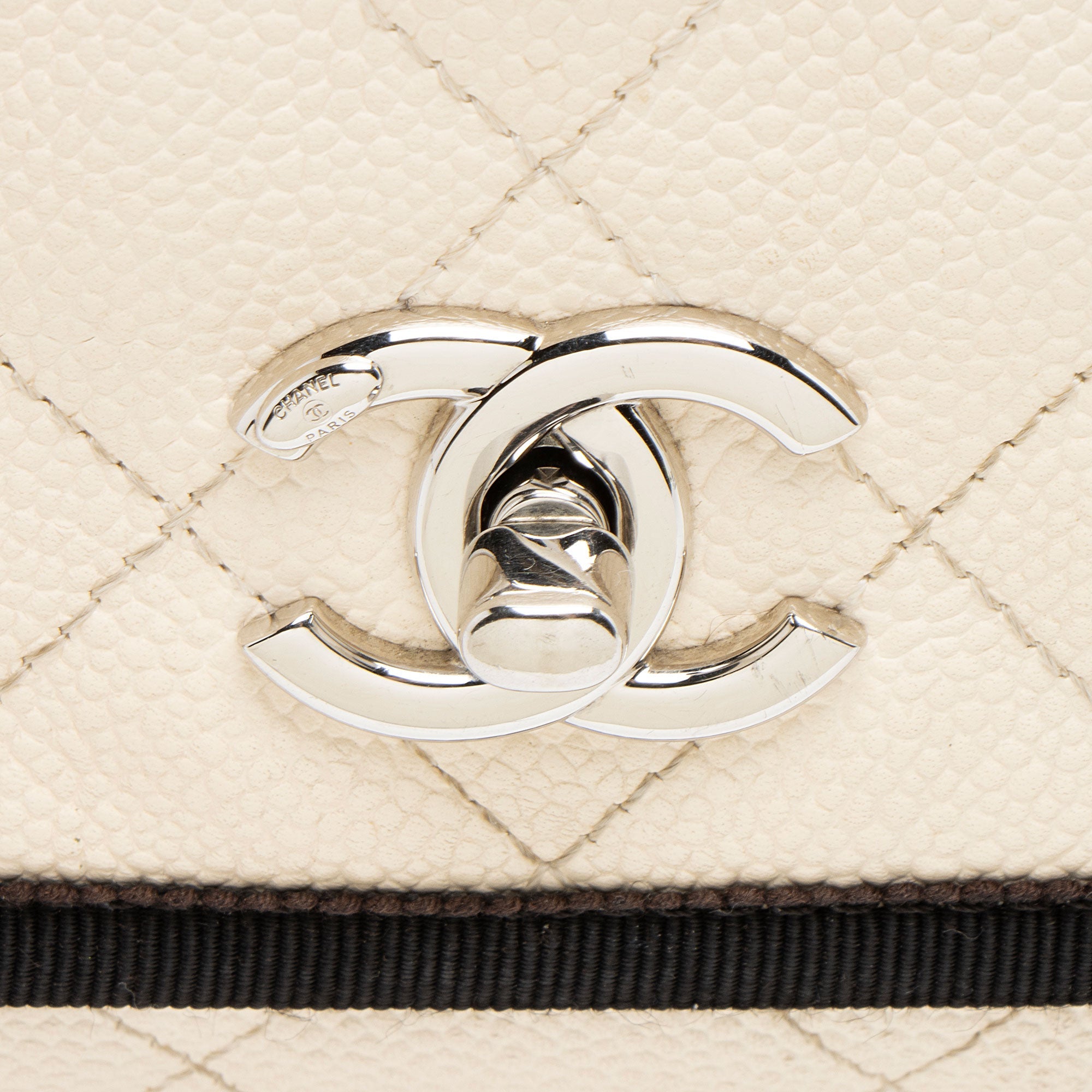 Chanel Caviar Leather Grosgrain CC Top Handle