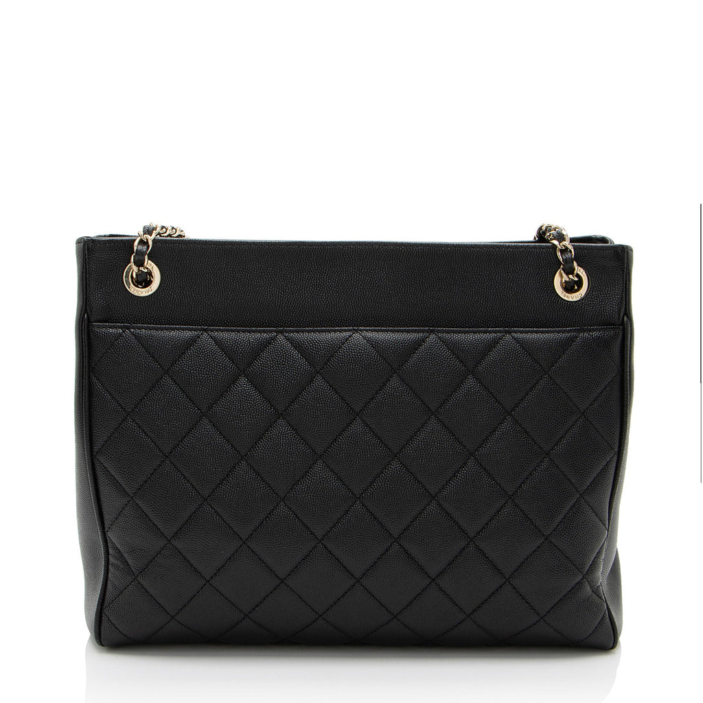 Chanel Caviar Leather In Out Flap Shopping Tote