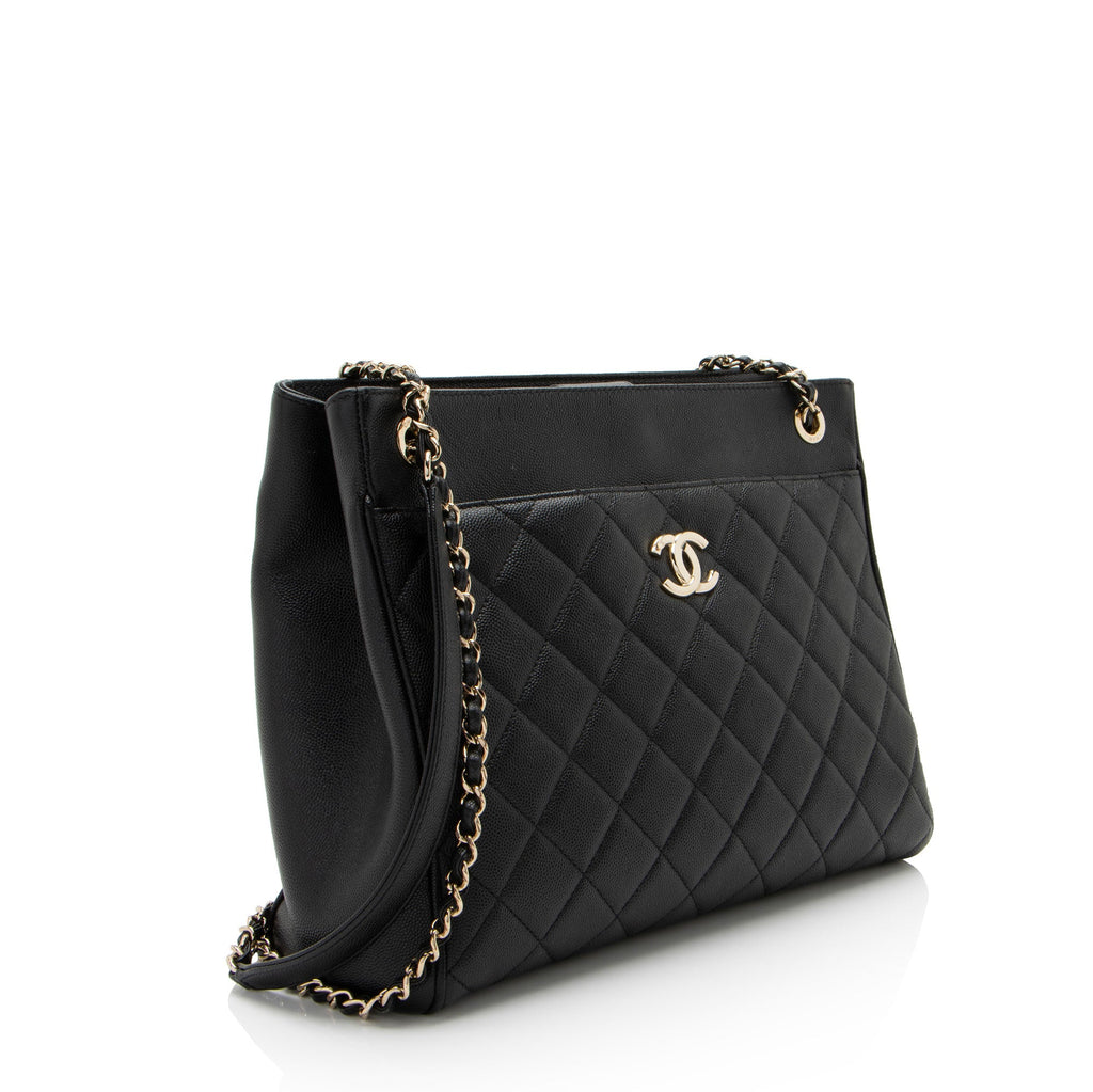Chanel Caviar Leather In Out Flap Shopping Tote