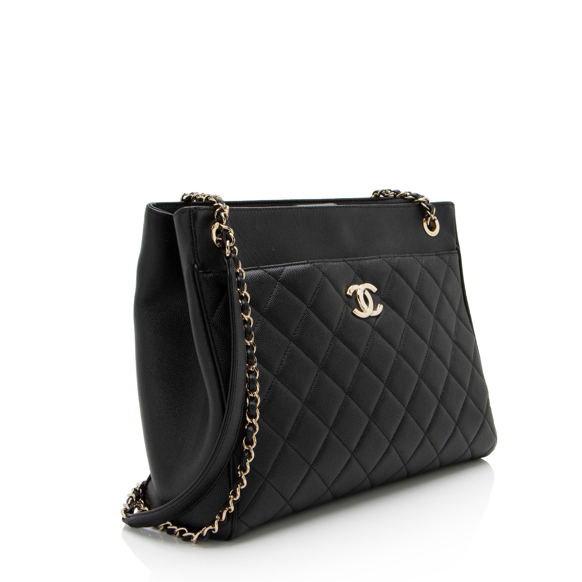 Chanel Caviar Leather In Out Flap Shopping Tote