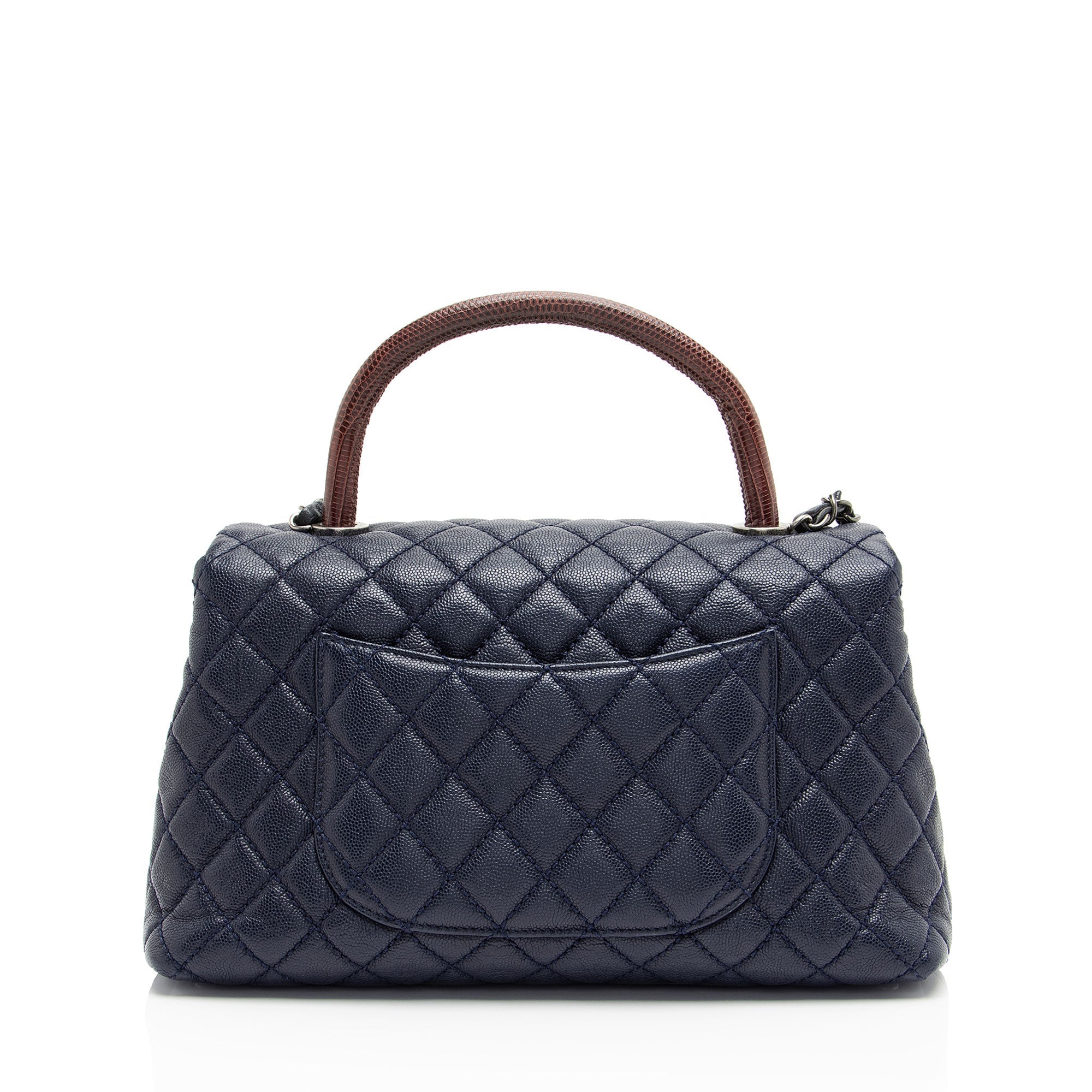 Chanel Caviar Leather Lizard Coco Small Top Handle