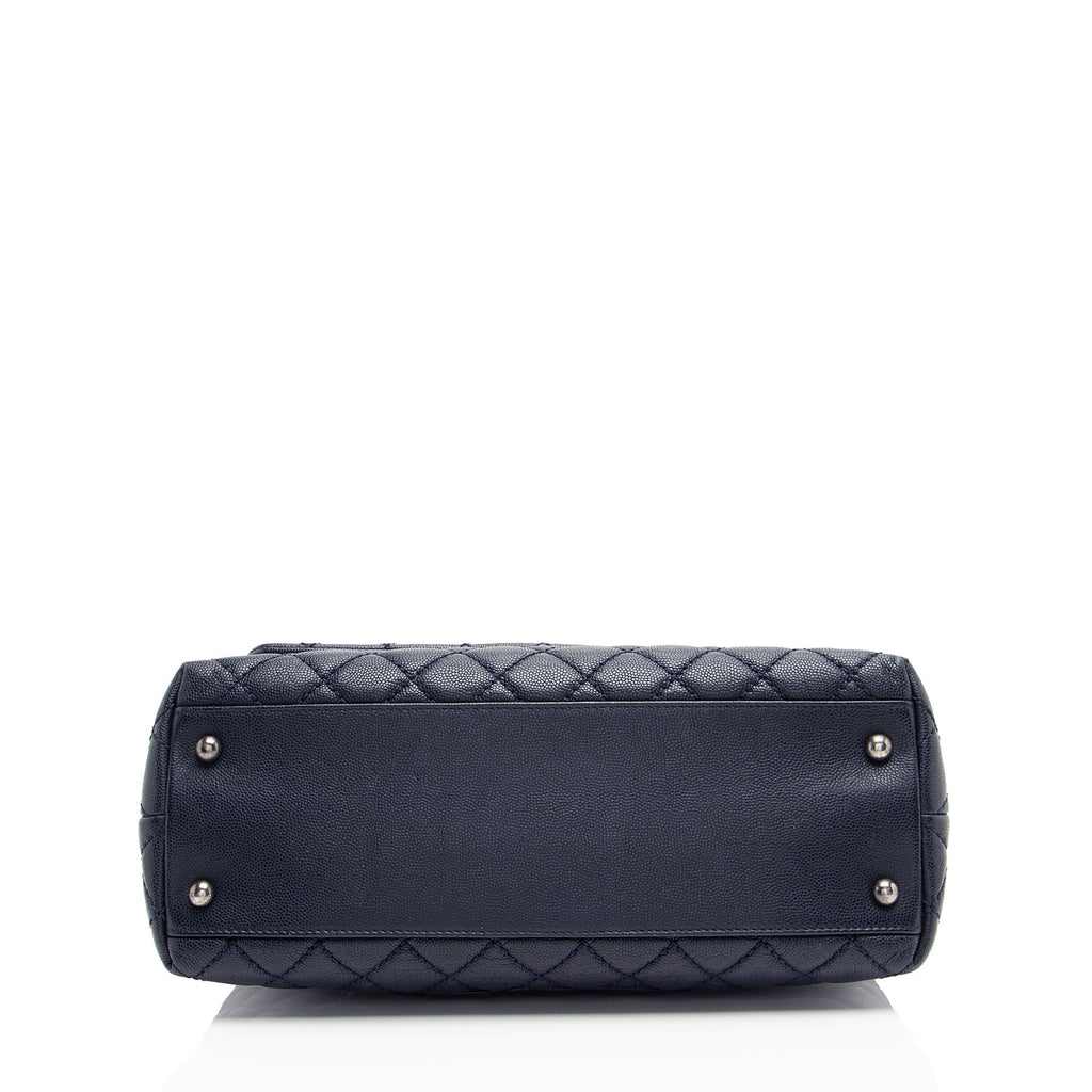Chanel Caviar Leather Lizard Coco Small Top Handle