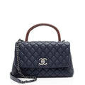 Chanel Caviar Leather Lizard Coco Small Top Handle