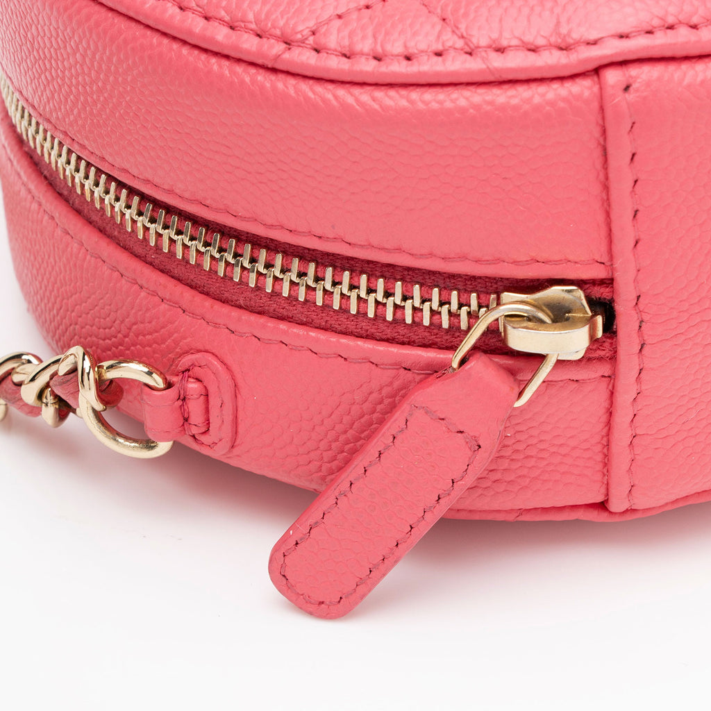 Chanel Caviar Leather New Wave Round Clutch with Chain (SHF-s9F7fM)