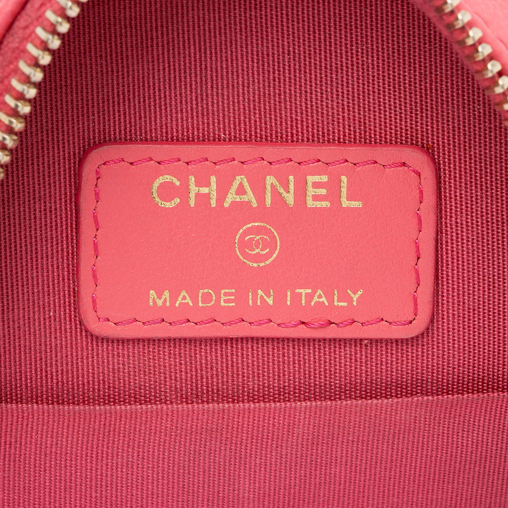 Chanel Caviar Leather New Wave Round Clutch with Chain (SHF-s9F7fM)