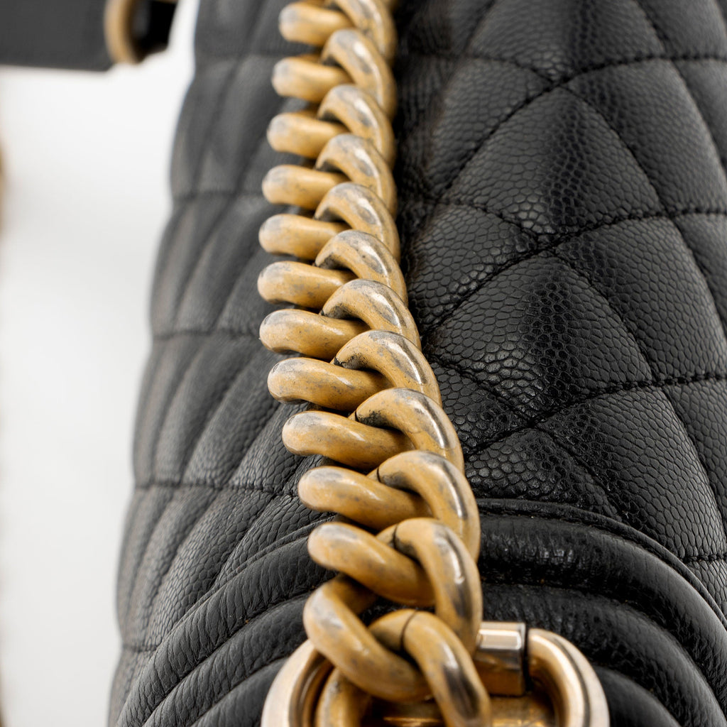 Chanel Caviar Leather Old Medium Boy Bag