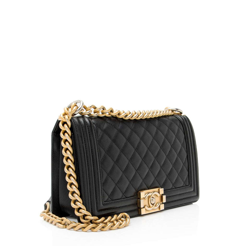 Chanel Caviar Leather Old Medium Boy Bag