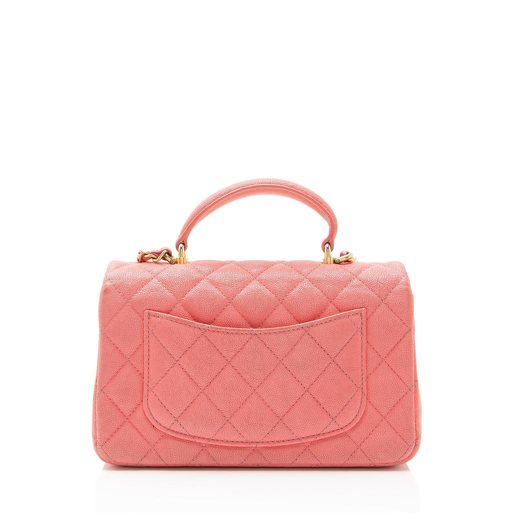 Chanel Caviar Leather Rectangular Top Handle Mini Flap Bag