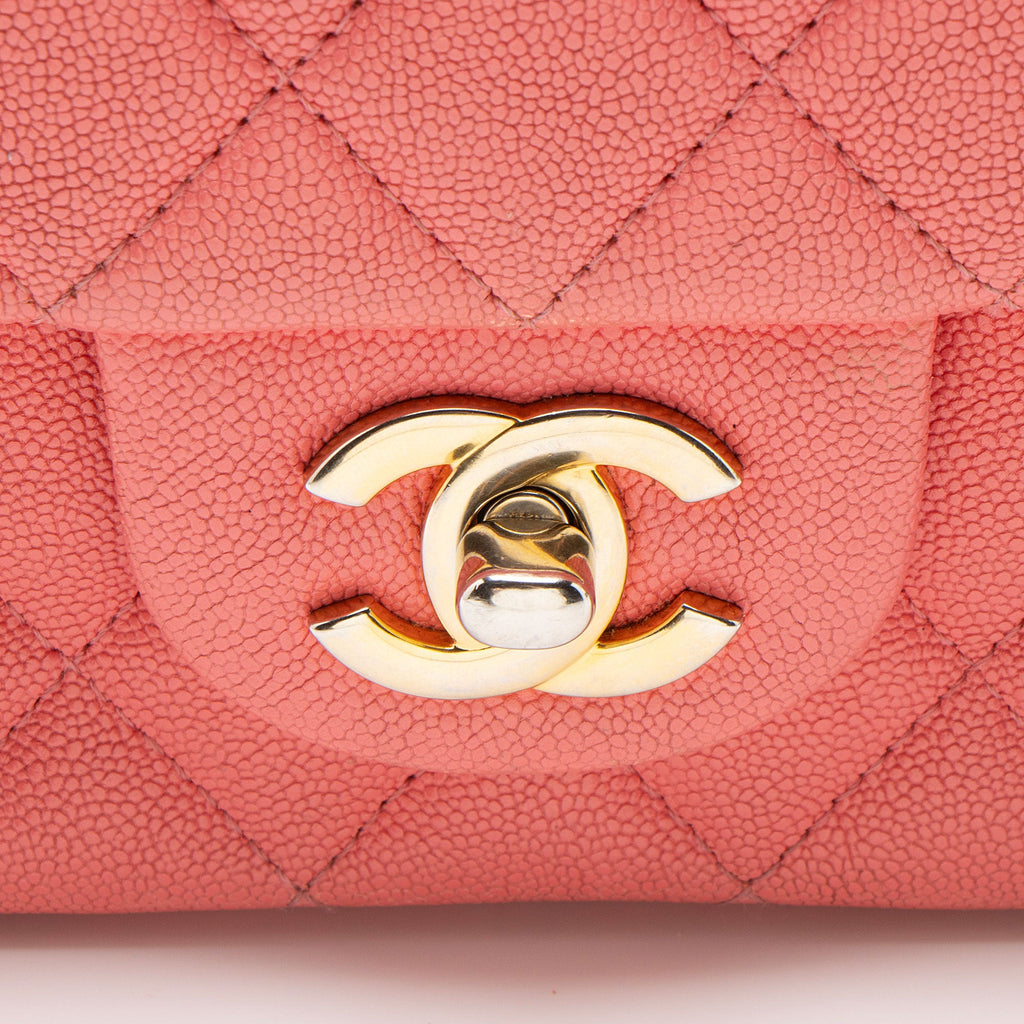 Chanel Caviar Leather Rectangular Top Handle Mini Flap Bag