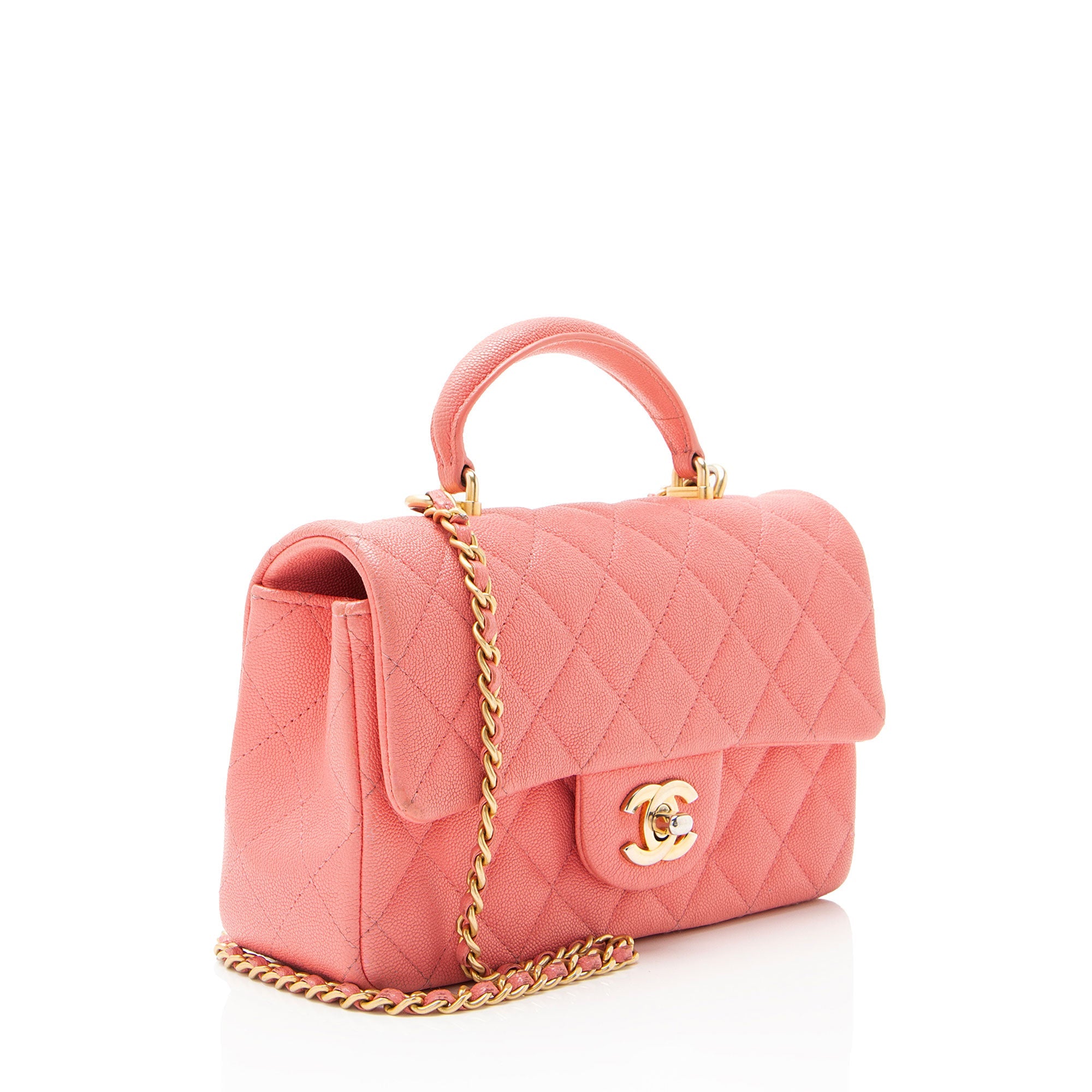 Chanel Caviar Leather Rectangular Top Handle Mini Flap Bag