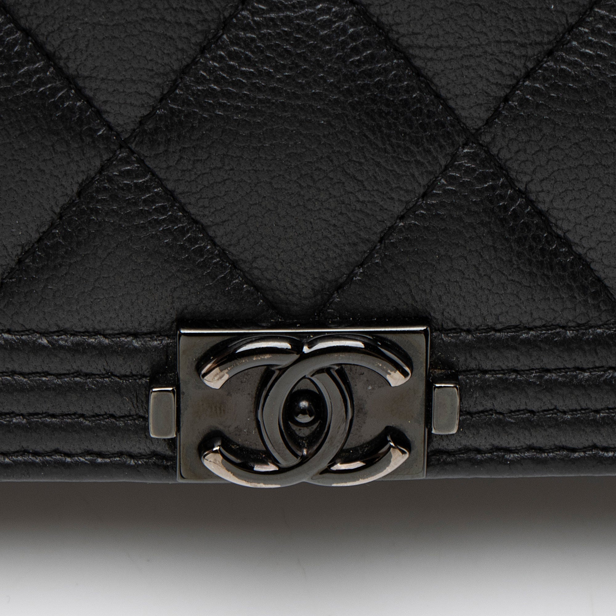 Chanel Caviar Leather So Black Boy Wallet on Chain