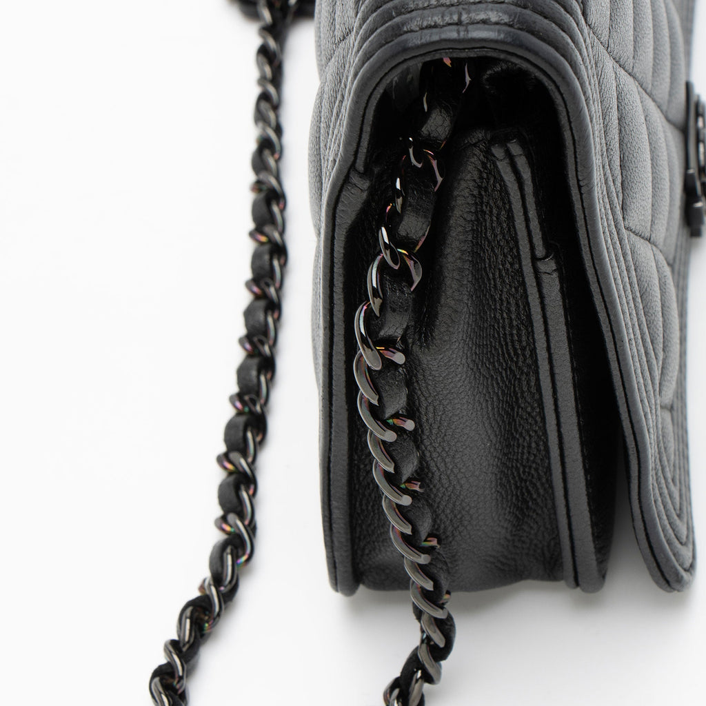 Chanel Caviar Leather So Black Boy Wallet on Chain