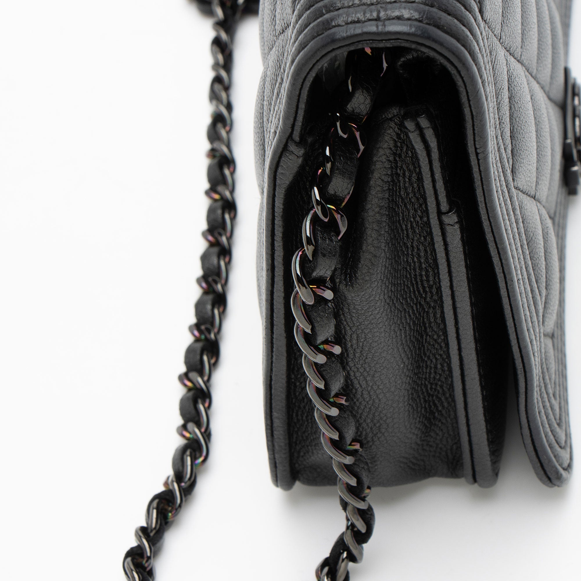 Chanel Caviar Leather So Black Boy Wallet on Chain