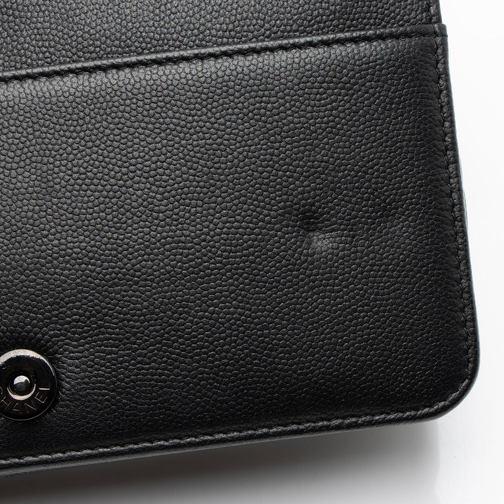 Chanel Caviar Leather So Black Boy Wallet on Chain