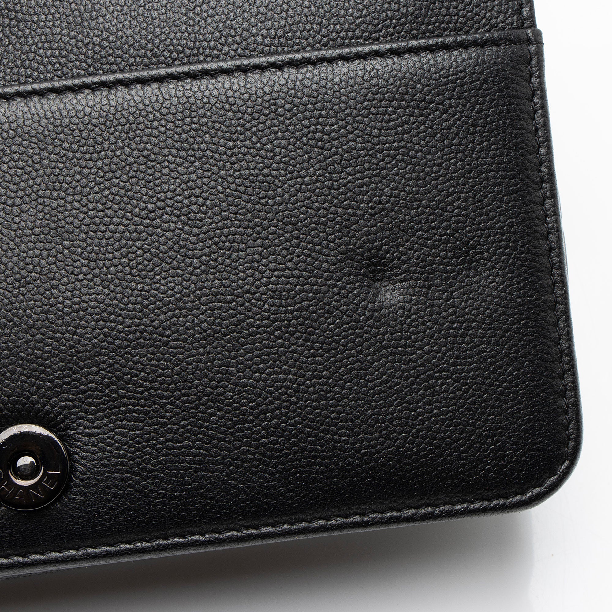 Chanel Caviar Leather So Black Boy Wallet on Chain
