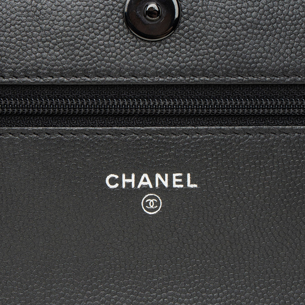 Chanel Caviar Leather So Black Boy Wallet on Chain
