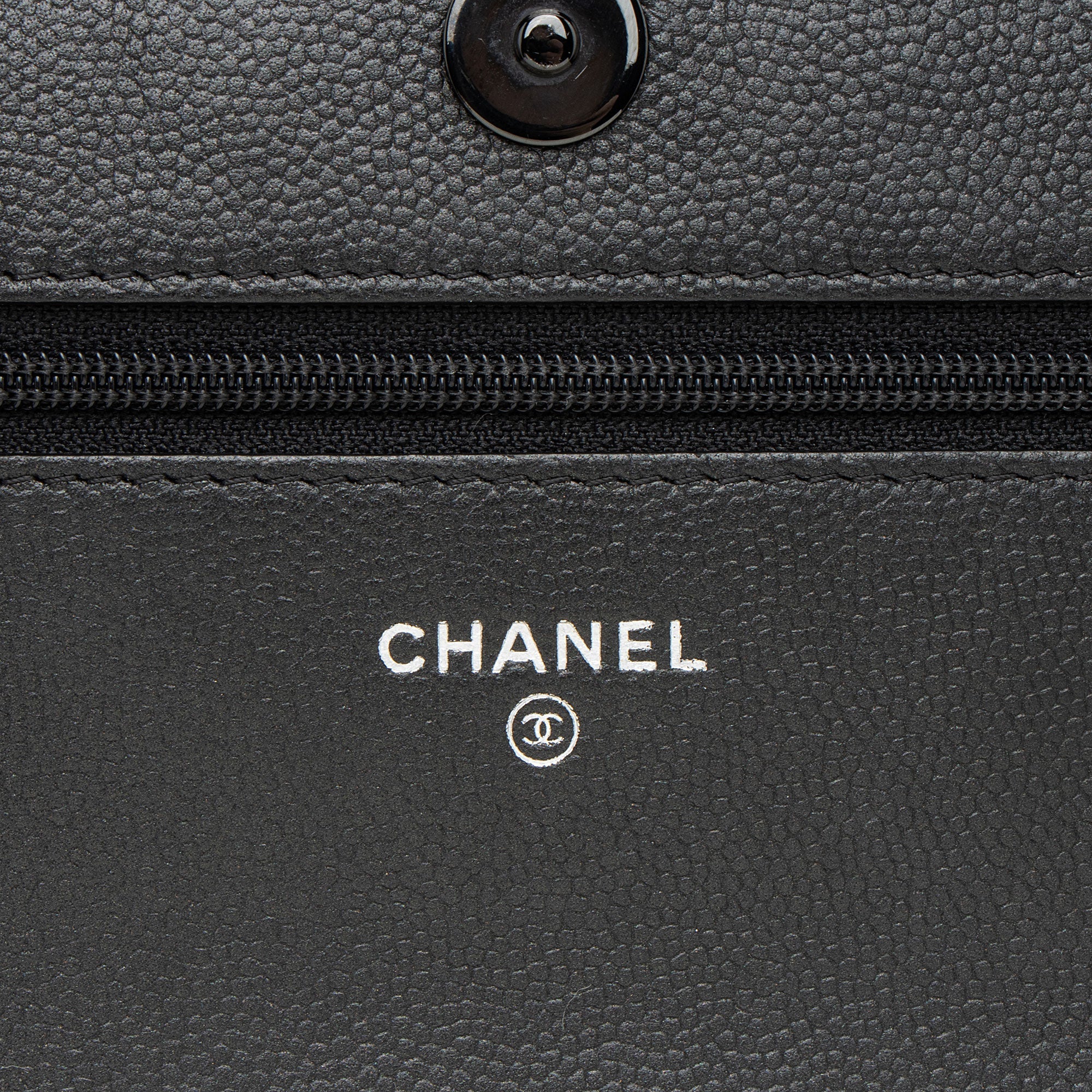 Chanel Caviar Leather So Black Boy Wallet on Chain