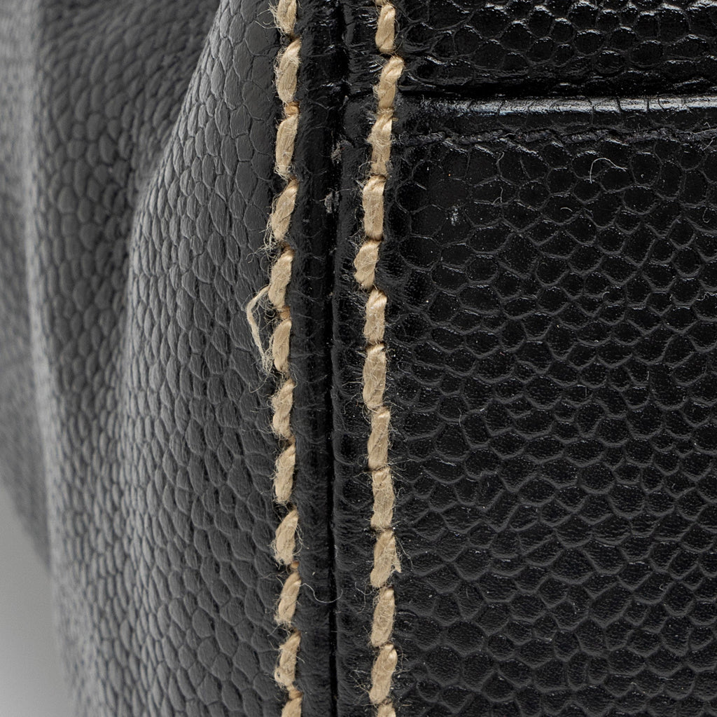 Chanel Caviar Leather Stitched CC Flap Satchel (SHF-ewpcah)