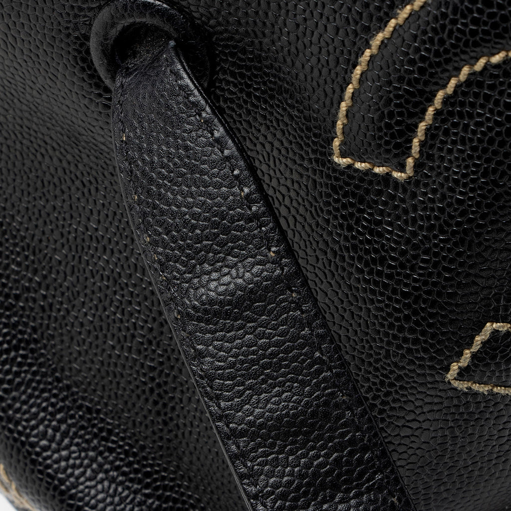 Chanel Caviar Leather Stitched CC Flap Satchel (SHF-ewpcah)