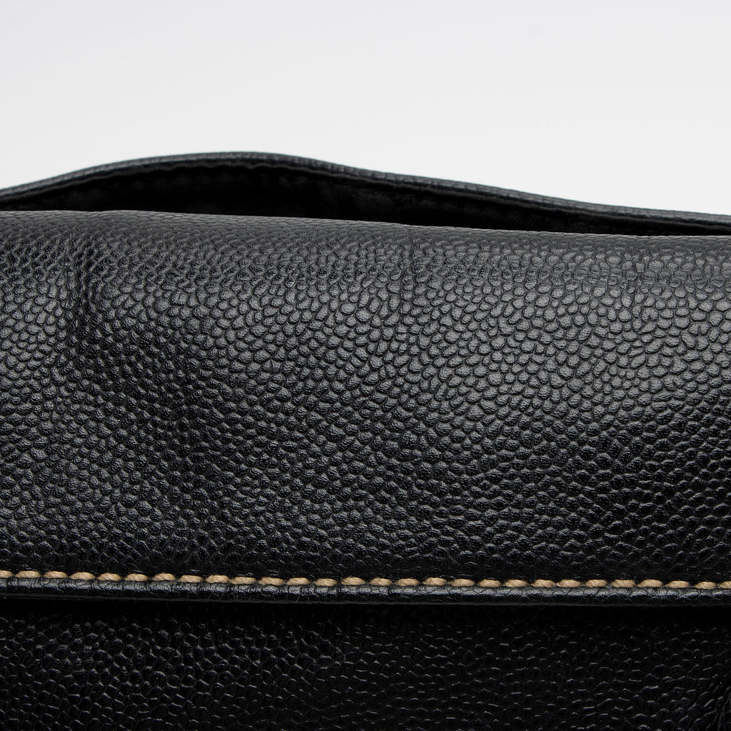 Chanel Caviar Leather Stitched CC Flap Satchel (SHF-ewpcah)
