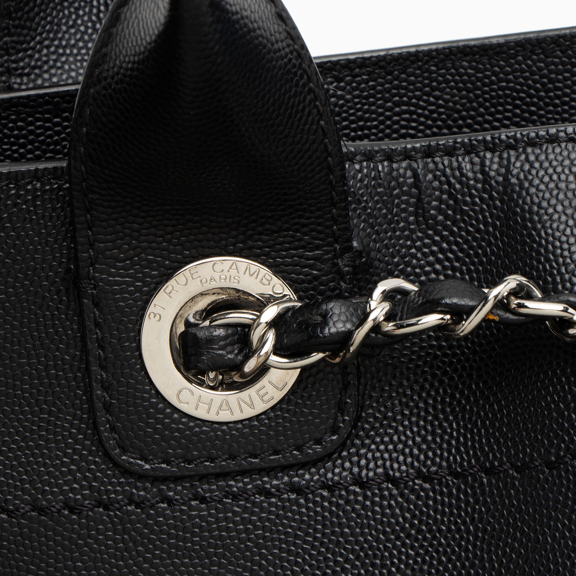 Chanel Caviar Leather Studded Deauville Large Tote