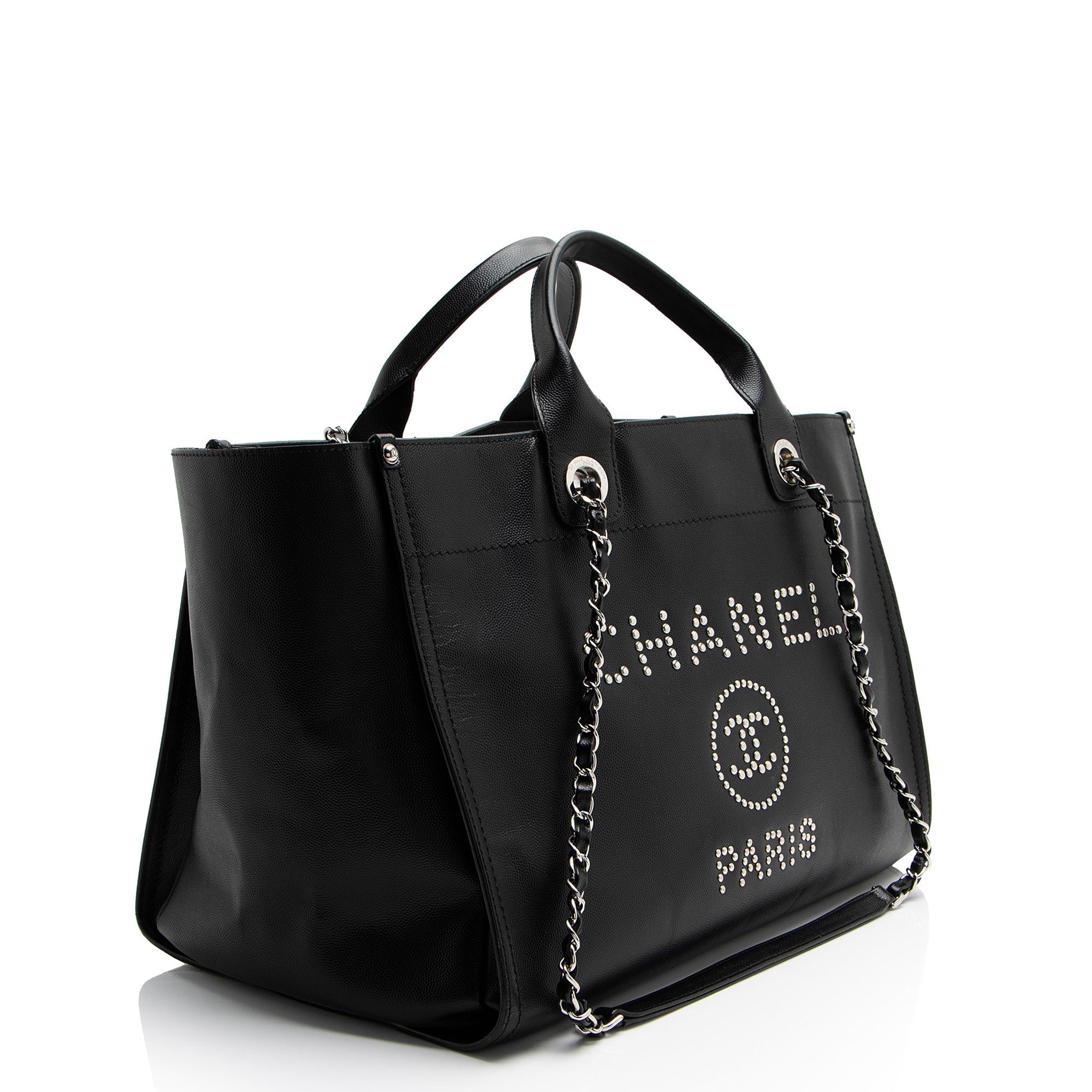 Chanel Caviar Leather Studded Deauville Large Tote