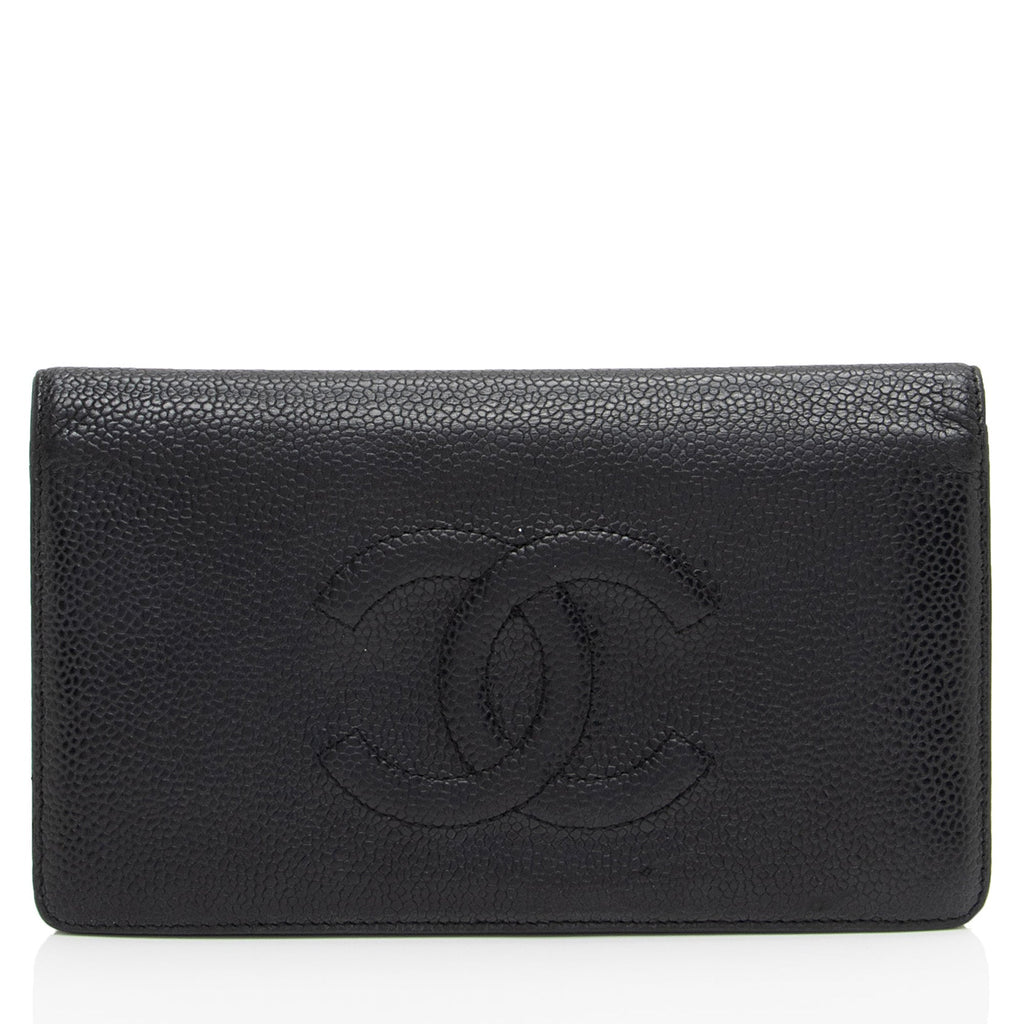 Chanel Caviar Leather Timeless CC Yen Wallet (SHF-LO1ZVY)