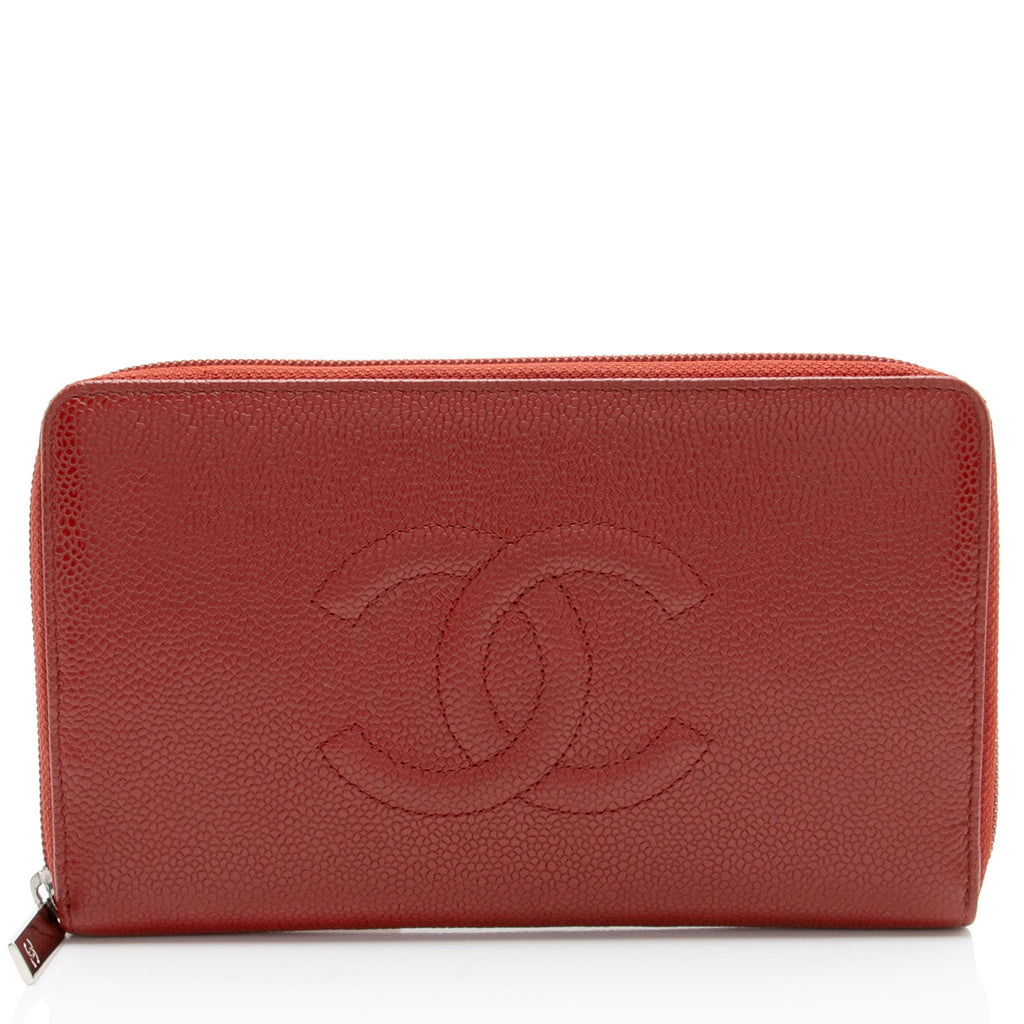 Chanel Caviar Leather Timeless Zip Around Organizer Wallet