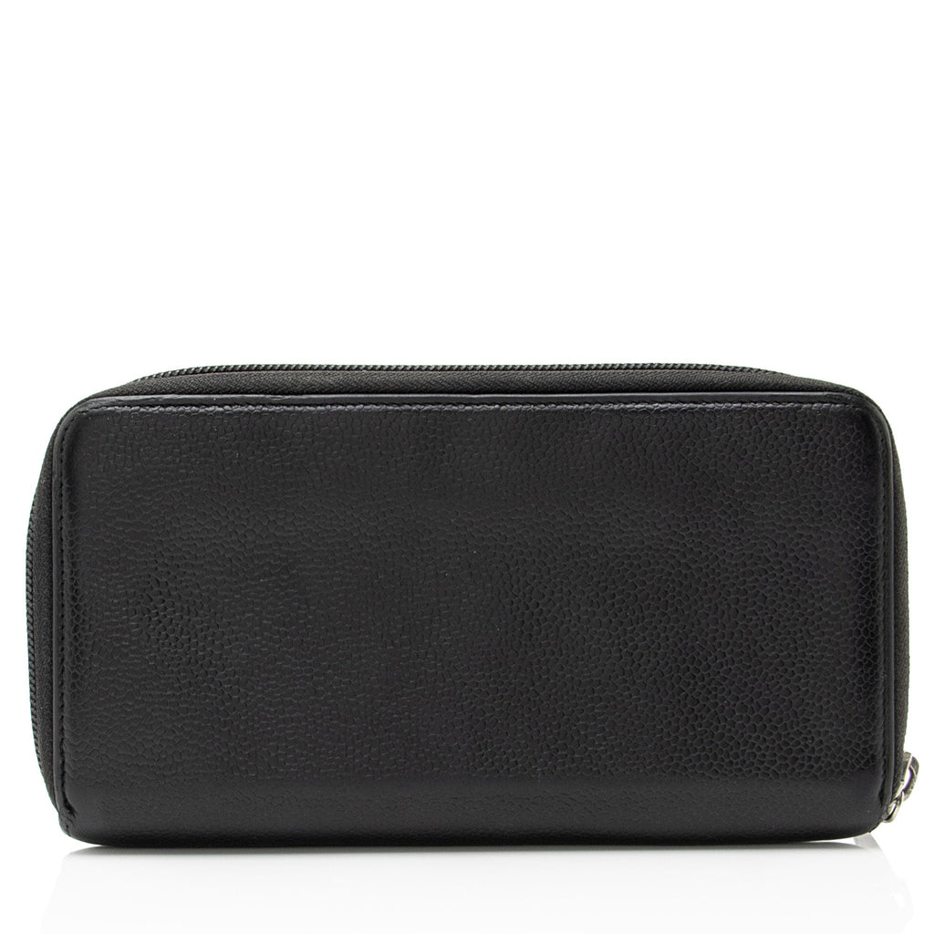 Chanel Caviar Leather Timeless Zip Around Wallet