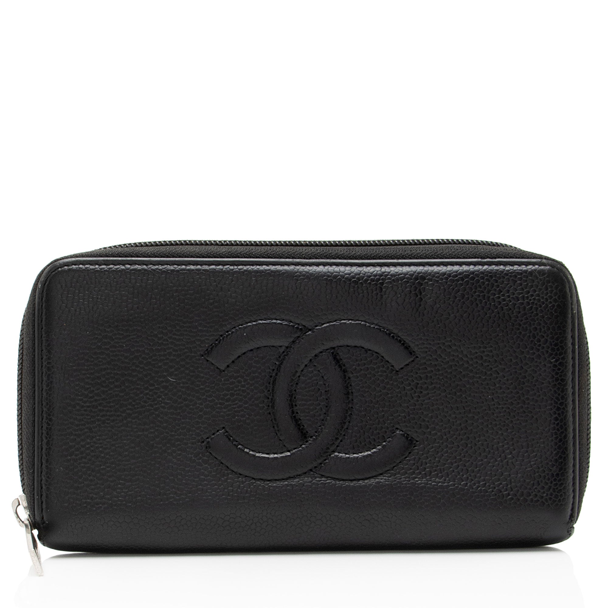 Chanel Caviar Leather Timeless Zip Around Wallet