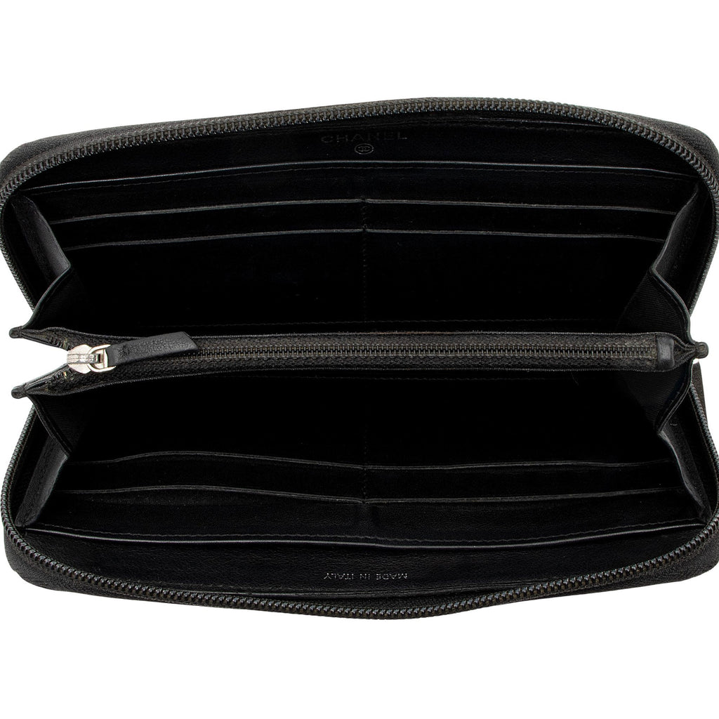 Chanel Caviar Leather Timeless Zip Around Wallet