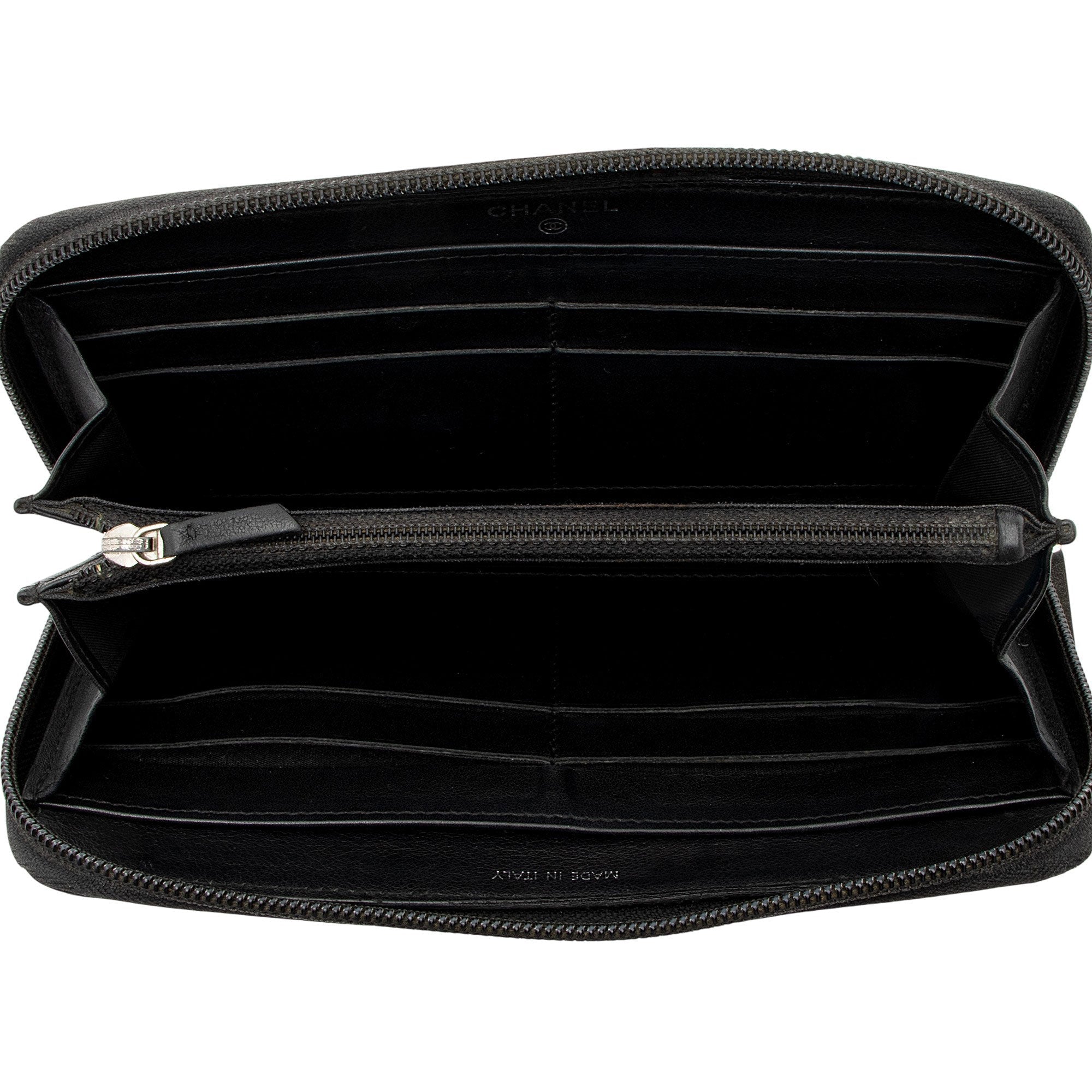 Chanel Caviar Leather Timeless Zip Around Wallet